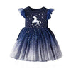 VKT Printed Unicorn Two Tone Navy Blue Frock 8725
