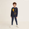 MNG Navy Blue Flip Yellow Printed Sweatshirt 467