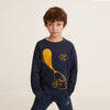 MNG Navy Blue Flip Yellow Printed Sweatshirt 467