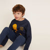 MNG Navy Blue Flip Yellow Printed Sweatshirt 467