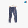51015 Flowers & Leaves Print Navy Legging 4356