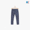 51015 Flowers & Leaves Print Navy Legging 4356