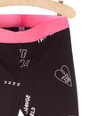 LS White Print Elastic Belt Black Legging 4393