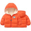 Duyi Bear Print Fleece Inner Orange Puffer Jacket 7636