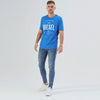 DSL Premium White Flock Design Mid Blue Tshirt 1776