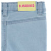 OM Light Blue Be Happy Yellow Heart Button Denim 1297