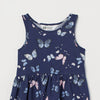 HM Pink & Blue Butterflies Navy Blue Sleeveless Frock 3774