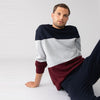 LFT Color Block Navy Blue & Burgundy Sweat Shirt 3029