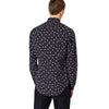 ZR Man Long Sleeve Floral Print Shirt Navy Blue
