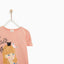 ZR Glitter Doll Printed Slub Tea-Pink Salmon Top