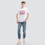 Lev Men Two Horse Graphic White T-shirt with Red Print