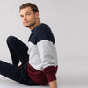 LFT Color Block Navy Blue & Burgundy Sweat Shirt 3029