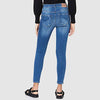 OLY Paola Diamond Button Mid Blue Ribbed Skinny Fit Denim 3412