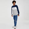 P&B Navy Blue With Color Block Sweatshirt 946