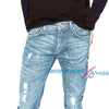 ZR Man Light Blue Ripped Stretch Denim Skinny Fit