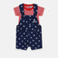 QLT Star Print Navy Blue Dungaree With Red Stripe Tshirt 4172