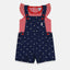 QLT Glitter Little Star Navy Blue Dungaree With Red Stripe Top 2 Piece Set 4212