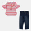 DKY Braid Heart Pink Top With Blue Denim 2 Piece Set 4202