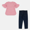 DKY Braid Heart Pink Top With Blue Denim 2 Piece Set 4202