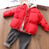 FSG Open Pockets Mock Neck Red Puffer Jacket 7673