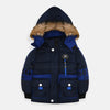 SA M Football Print Royal With Navy Blue Puffer Jacket 7979