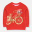 ZR Aplic Flower Foil Cycle Printed Red Sweatshirt 8053