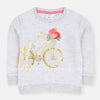 ZR Aplic Flower Foil Cycle Printed Light Grey Sweatshirt 8054