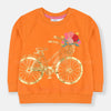 ZR Aplic Flower Foil Cycle Printed Orange Sweatshirt 8055