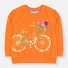 ZR Aplic Flower Foil Cycle Printed Orange Sweatshirt 8055