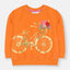 ZR Aplic Flower Foil Cycle Printed Orange Sweatshirt 8055