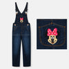 B.X Embroidered Mini Mice Pocket Blue Dungaree 8089