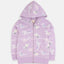 B.X Dino Printed Lavender Zipper Hoodie 8175