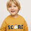 MNG Score Print Embroidered Mustard Sweatshirt 8228