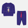 B.X Meows Cream Cats Print Dark Purple Tracksuit 8285