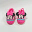 DN Polka Dots Pink Bow Minnie Mice Warm Pink Winter Slippers 8308