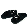 Embroidered Bear Face Warm Black Winter Slippers 8329