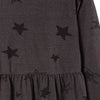 LS All Over Stars Print Dark Grey Dress 8362