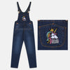 B.X Embroidered Unicorn Princess Dark Blue Dungaree 8394