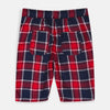LH Back Pocket Check Box Navy Blue & Red Cotton Shorts 7476