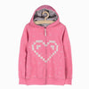 LS All Over Heart Print Pink Zipper Hoodie 8400