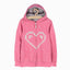LS All Over Heart Print Pink Zipper Hoodie 8400