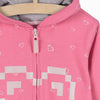 LS All Over Heart Print Pink Zipper Hoodie 8400