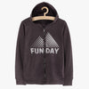 LS Fun Day Print Dark Grey Zipper Hoodie 8428