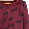 LS Save The World Horse Print Maroon Fleece Zipper Hoodie 8439