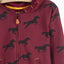LS Save The World Horse Print Maroon Fleece Zipper Hoodie 8439