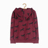 LS Save The World Horse Print Maroon Fleece Zipper Hoodie 8439