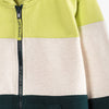 LS Color Block Green Zipper Hoodie 8444