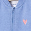 5.10.15 Embroidered Heart Denim Blue Fleece Mock Neck Zipper 14789