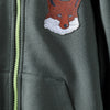 51015 Fox Badge Sherpa Cap Green Zipper Hoodie 8460