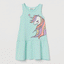 HM Big Unicorn Aqua Blue Sleeveless Frock 8777